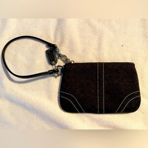 Auth Coach Wristlet Top Zip Black Jacquard Signature C W Bag Tag Used Once EUC